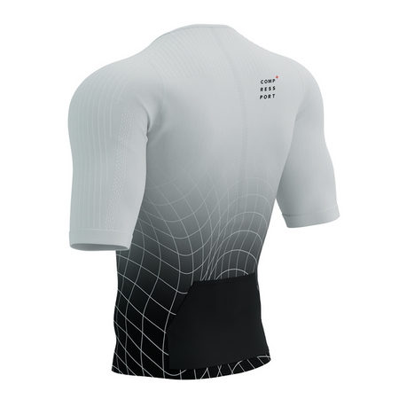 COMPRESSPORT Triathlonowa koszulka kompresyjna TRI POSTURAL AERO SS TOP black/white print