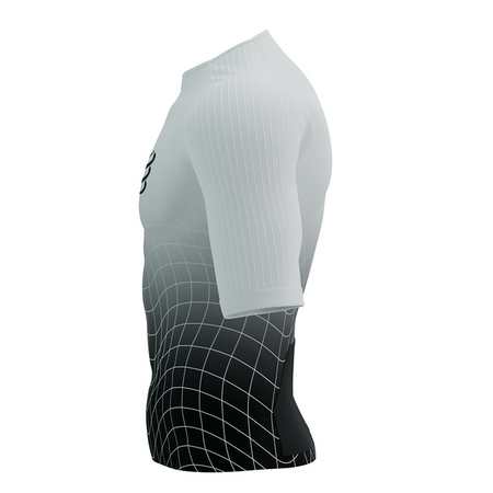 COMPRESSPORT Triathlonowa koszulka kompresyjna TRI POSTURAL AERO SS TOP black/white print