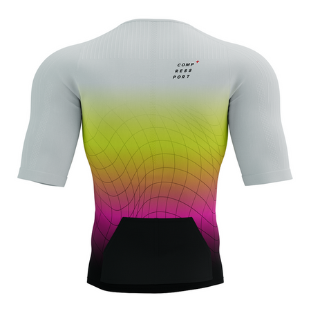 COMPRESSPORT Triathlonowa koszulka kompresyjna TRI POSTURAL AERO SS TOP safe yellow/neo pink