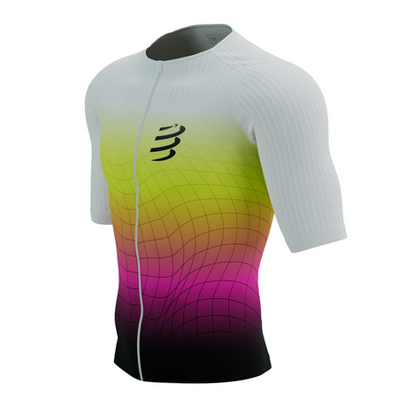 COMPRESSPORT Triathlonowa koszulka kompresyjna TRI POSTURAL AERO SS TOP safe yellow/neo pink