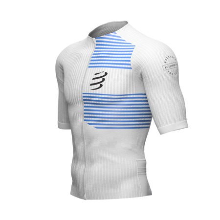 COMPRESSPORT Triathlonowa koszulka kompresyjna TRI POSTURAL SS TOP biało-niebieska