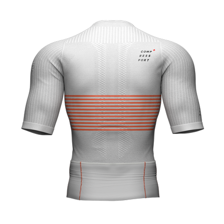 COMPRESSPORT Triathlonowa koszulka kompresyjna TRI POSTURAL SS TOP biało-pomarańczowa