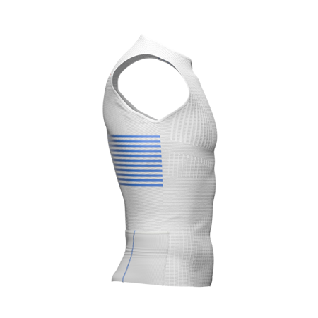 COMPRESSPORT Triathlonowa koszulka kompresyjna TRI POSTURAL TANK TOP biało-niebieska