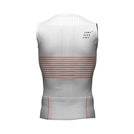 COMPRESSPORT Triathlonowa koszulka kompresyjna TRI POSTURAL TANK TOP biało-pomarańczowa