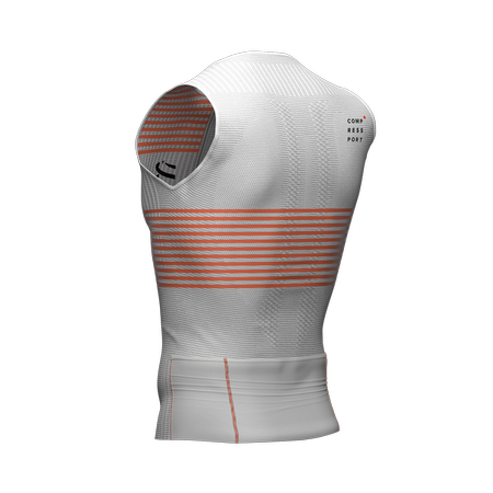 COMPRESSPORT Triathlonowa koszulka kompresyjna TRI POSTURAL TANK TOP biało-pomarańczowa