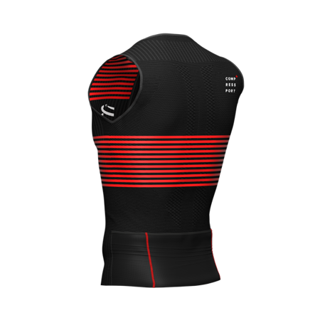 COMPRESSPORT Triathlonowa koszulka kompresyjna TRI POSTURAL TANK TOP czarno-czerwona