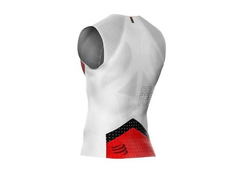 COMPRESSPORT Triathlonowa koszulka kompresyjna TRIATHLON POSTURAL TANK TOP biała