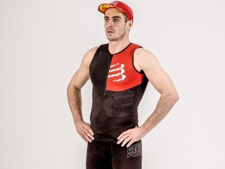 COMPRESSPORT Triathlonowa koszulka kompresyjna TRIATHLON POSTURAL TANK TOP czarna