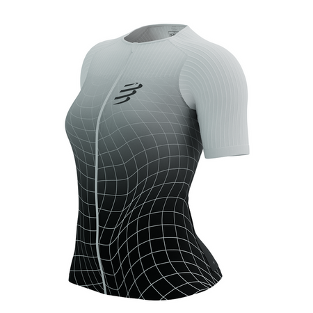 COMPRESSPORT Triathlonowa koszulka kompresyjna damska TRI POSTURAL AERO SS TOP black/white print