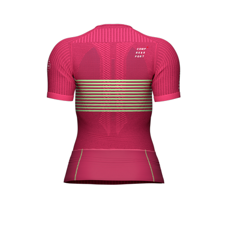 COMPRESSPORT Triathlonowa koszulka kompresyjna damska TRI POSTURAL SS TOP różowo-zielona