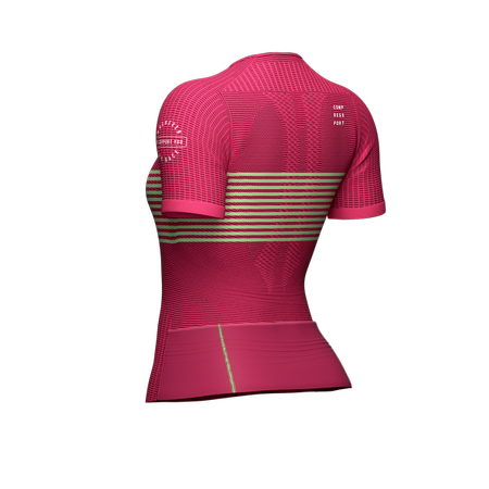COMPRESSPORT Triathlonowa koszulka kompresyjna damska TRI POSTURAL SS TOP różowo-zielona
