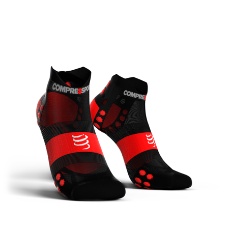 COMPRESSPORT skarpetki biegowe krótkie ProRacing Socks V3.0 ULTRALIGHT Run Lo czarno-czerwone