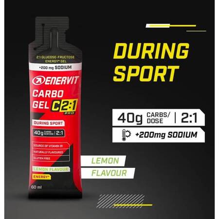 ENERVIT Żel energetyczny z sodem CARBO GEL C2:1 PRO 60 ml cytrynowy