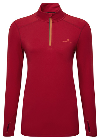 RONHILL Bluza biegowa damska CORE THERMAL 1/2 ZIP TEE jam/flame