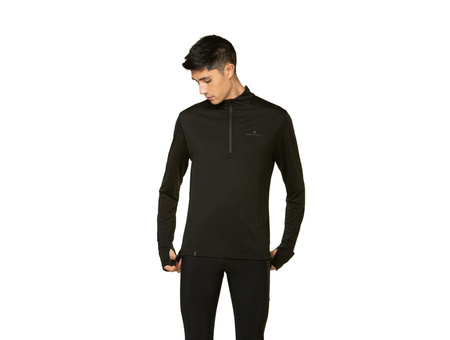 RONHILL Bluza biegowa męska TECH MERINO 1/2 ZIP black/lake