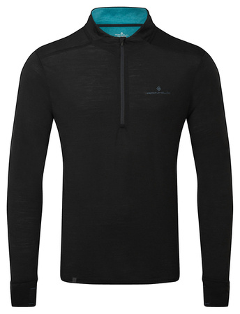 RONHILL Bluza biegowa męska TECH MERINO 1/2 ZIP black/lake