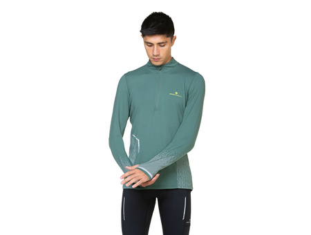 RONHILL Bluza biegowa męska TECH REFLECT 1/2 ZIP dark sage/reflect