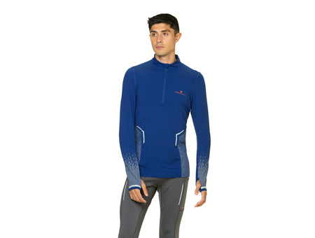 RONHILL Bluza biegowa męska TECH REFLECT 1/2 ZIP ocean/reflect