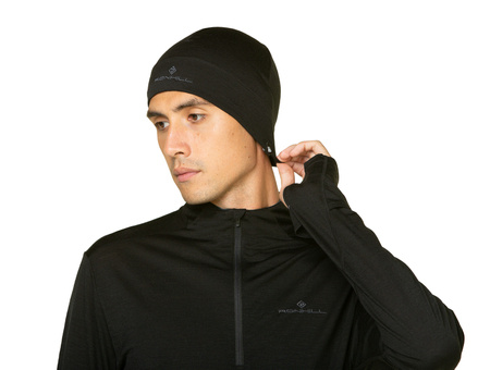 RONHILL Czapka biegowa MERINO BEANIE black/lake