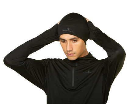 RONHILL Czapka biegowa MERINO BEANIE black/lake