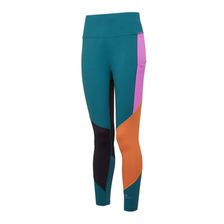 RONHILL Legginsy biegowe damskie TECH CROP TIGHT deep lagoon/thistle