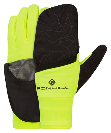 RONHILL Rękawiczki do biegania WIND-BLOCK FLIP GLOVE black/fluo yellow