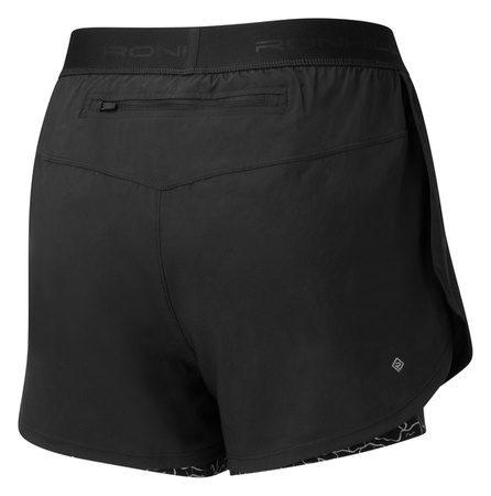 RONHILL Spodenki biegowe damskie LIFE TWIN SHORT black mono ripple