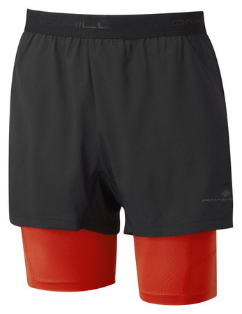 RONHILL Spodenki biegowe męskie TECH ULTRA TWIN SHORT czerwono-czarny